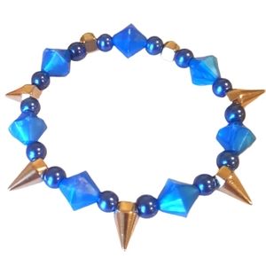 💙 Spiked Metallic Blue Pearl Bracelet